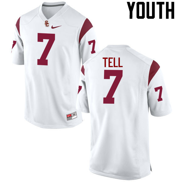 Youth #7 Marvell Tell III USC Trojans College Football Jerseys-White
